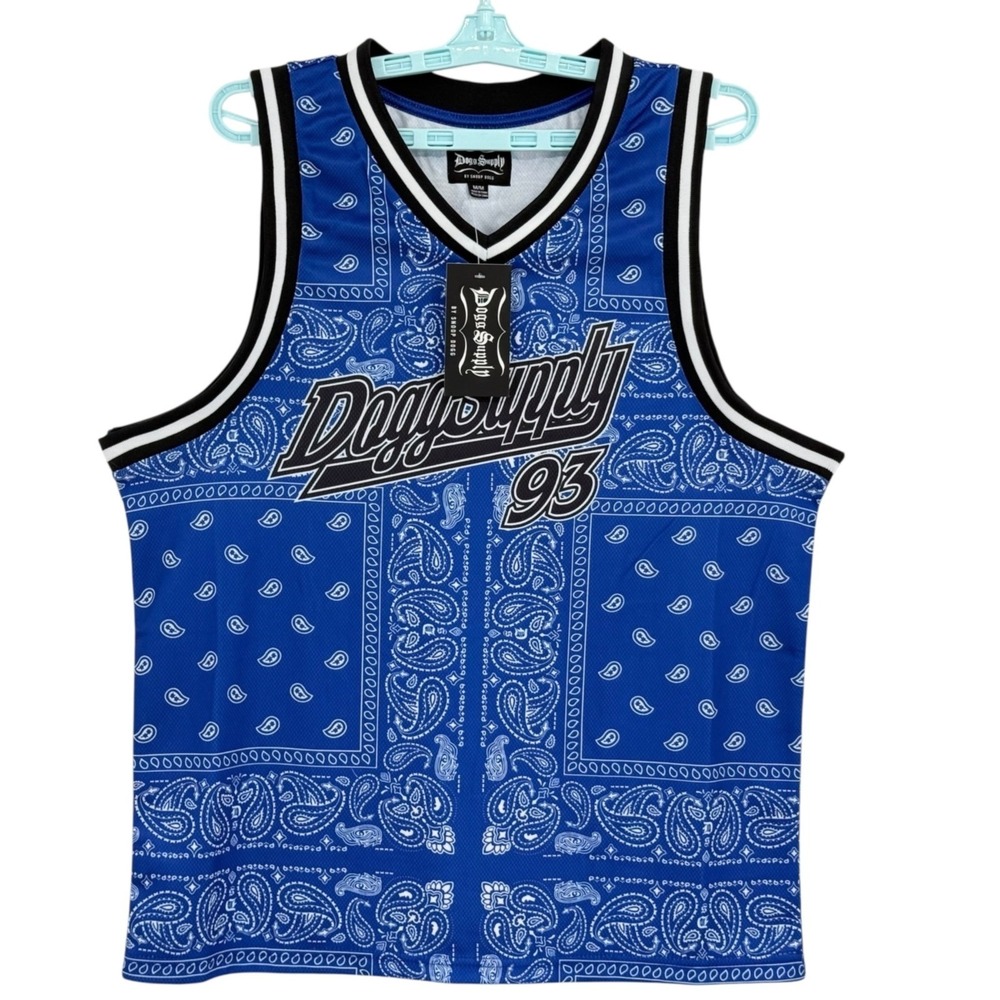 NWT Dogg Supply Men's Royal Blue Mesh Bandana Basketball Jersey Tank Sz M Casual